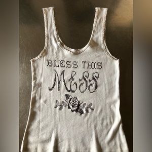Bandit Brand Bless This Mess Lace Tank Off White Sz M